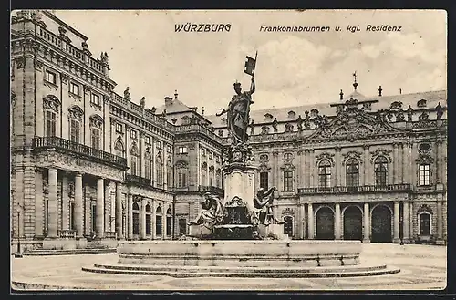 AK Würzburg, Frankoniabrunnen und kgl. Residenz