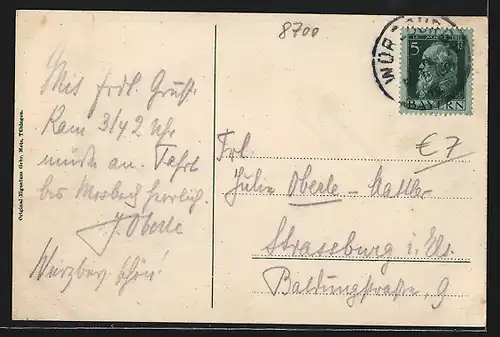 AK Würzburg, Generalansicht und Veste