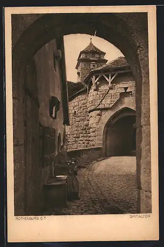 AK Rothenburg, Blick durch Spitaltor