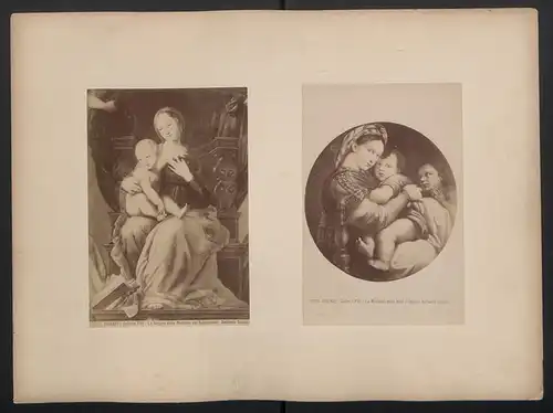 2 Fotografien unbekannter Fotograf, Ansicht Florenz, Gallaria Pitti, La Vergine della Madonna dal Baldacchino, Seggiota
