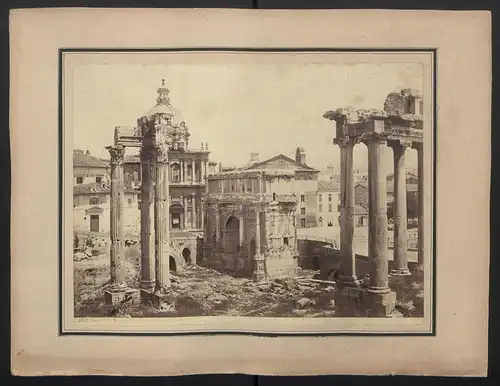 Fotografie unbekannter Fotograf, Ansicht Rom, templum Vespasiani et Titi, Tempel des Vespasian und des Titus