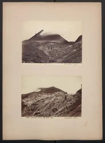 2 Fotografien G. Sommer, Napoli, Ansicht Neapel, Vesuvio cratere, Sept 1880 und April 1885