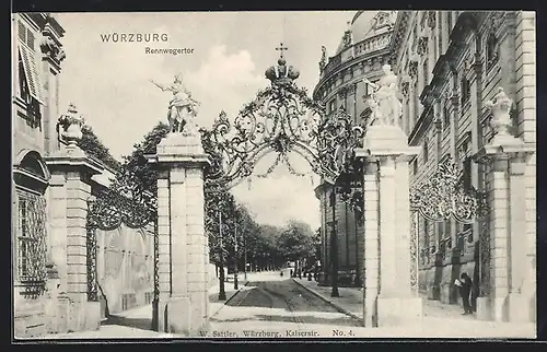 AK Würzburg, Blick durch das Rennwegertor
