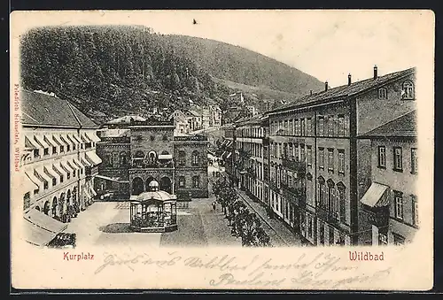 AK Wildbad, Kurplatz mit Pavillon