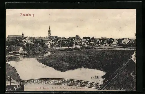 AK Abensberg, Teilansicht mit Kirche