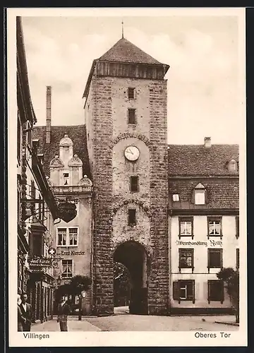 AK Villingen, Oberes Tor, Weinhandlung Roth