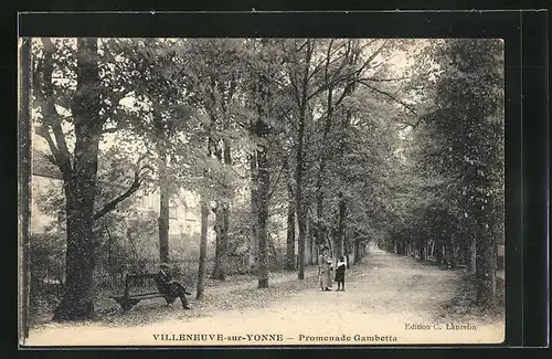 AK Villeneuve-sur-Yonne, Promenade Gambetta