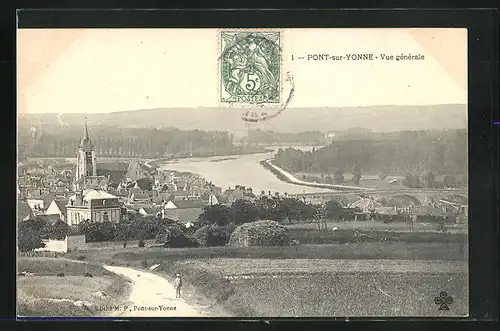 AK Pont-sur-Yonne, Vue générale, Gesamtansicht