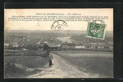 AK Pont-sur-Yonne, Vue Générale, Blick nach dem Ort