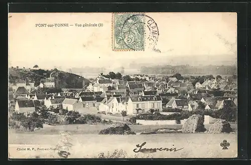 AK Pont-sur-Yonne, Vue générale, Totalansicht der Ortschaft