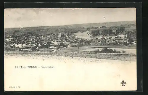 AK Pont-sur-Yonne, Vue générale, Panorama