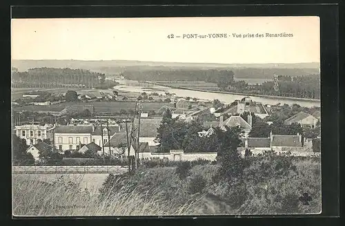 AK Pont-sur-Yonne, Vue prise des Renardières