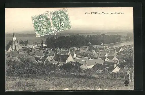 AK Pont-sur-Yonne, Vue générale, Totalansicht