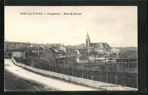 AK Pont-sur-Yonne, Route de Beaujeu, Strassenpartie