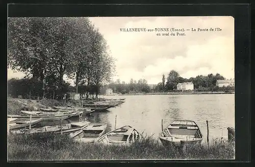 AK Villeneuve-sur-Yonne, Le Pointe de l`Ile en aval du Pont