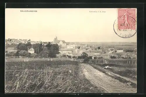 AK Villemanoche, Vue panoramique, l'Eglise
