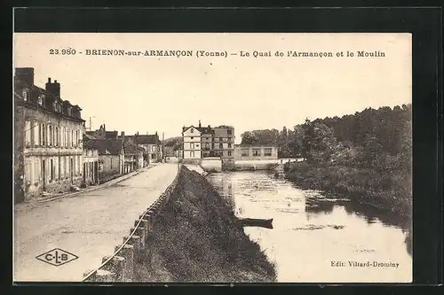 AK Brienon-sur-Armancon, Le Quai de l'Armancon et le Moulin