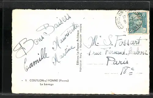 AK Courlon-sur-Yonne, vue et le Barrage