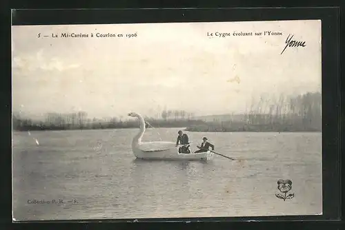 AK Courlon, La Mi-Carême en 1906, Le Cygne évoluant sur l`Yonne