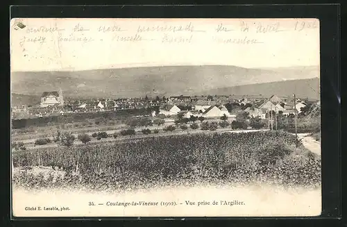 AK Coulange-la-Vineuse, Vue prise de l`Argilier
