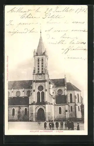 AK Aillant-sur-Tholon, L`Eglise, Kinder vor der Kirche