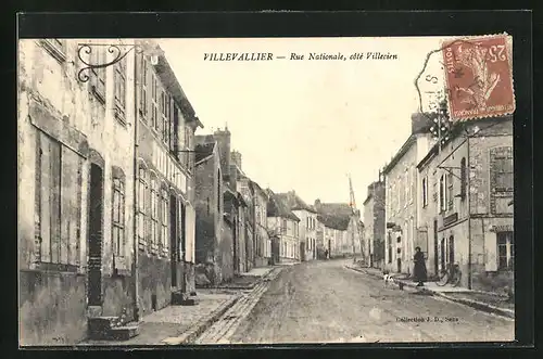 AK Villevallier, Rue Nationale, cote Villecien