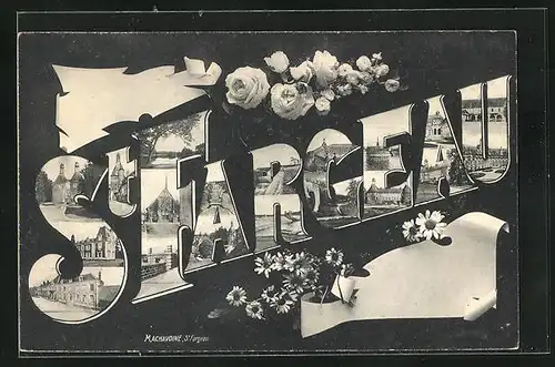 AK St Fargeau, Buchstaben mit Ortsansichten, Montage