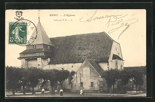 AK Héry, L`Eglise, Blick auf die Kirche