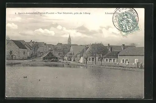AK Saint-André-en-Terre-Plaine, Vue Générale, pris de l`étang, Teilansicht