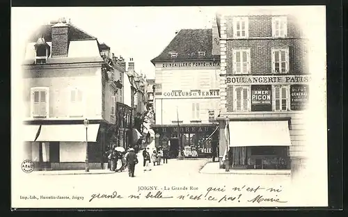 AK Joigny, La Grande Rue, Strassenpartie