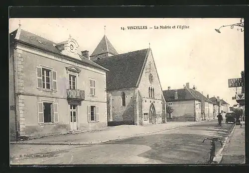 AK Vincelles, La Mairie et l`Eglise