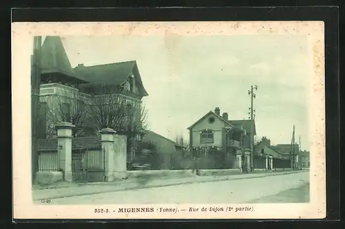 AK Migennes, Rue de Dijon, Strassenpartie