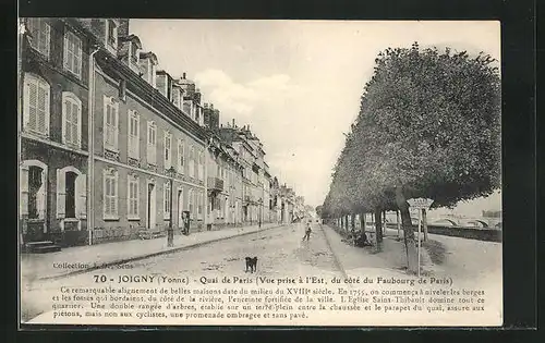AK Joigny, Quai de Paris, Blick in die Strasse