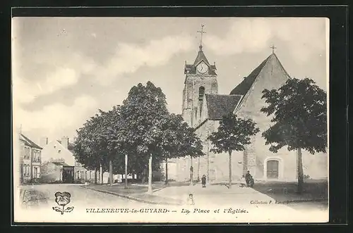 AK Villeneuve-la-Guyard, La Place et l`Église