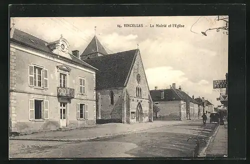 AK Vincelles, La Mairie et l`Eglise