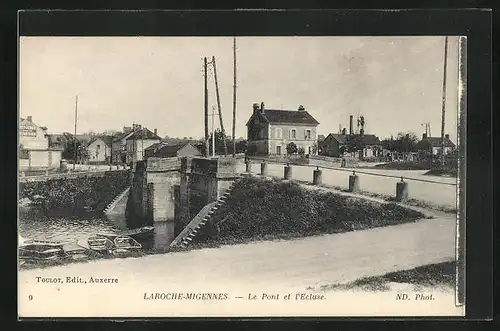 AK Laroche-Migennes, Le Pont et l`Ecluse, Schleuse