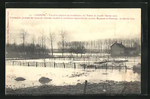 AK Laroche, Vue prise pendant les inonations de l`Yonne de Janvier-Février 1910, Hochwasser