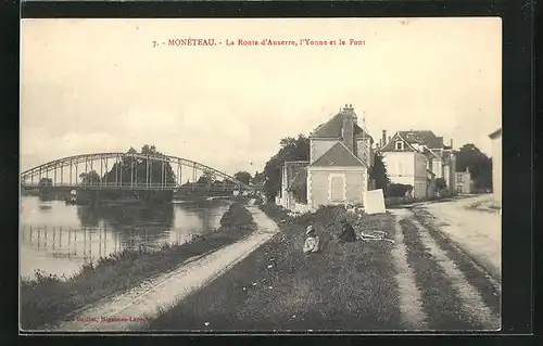 AK Monéteau, La Route d`Auxerre, l`Yonne et le Pont