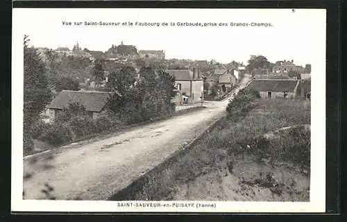 AK Saint-Sauveur-en-Puisaye, Vue sur Saint-Sauveur et le Faubourg de la Gerbaude prise des Grands-Champs