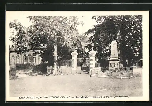 AK Saint-Sauveur-en-Puisaye, La Mairie, Ecole des Filles