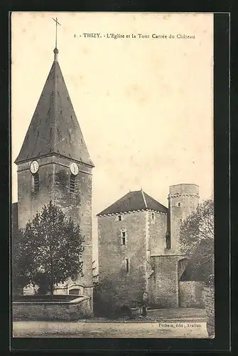 AK Thizy, L`Eglise et la Tour Carree du Chateau