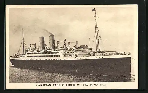 AK Passagierschiff Melita auf hoher See