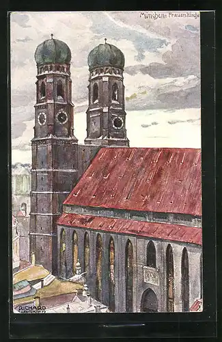 Künstler-AK Richard Wagner: München, Ansicht der Frauenkirche