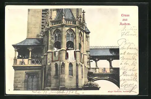 AK Aachen, Heiligthumfahrt 1902, Präsentation des Kleides der Muttergottes
