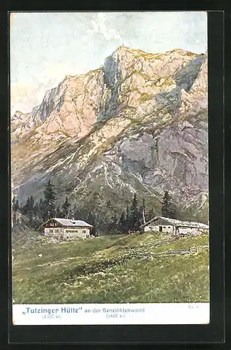 Künstler-AK Edward Theodore Compton: Tutzinger Hütte an der Benediktenwand