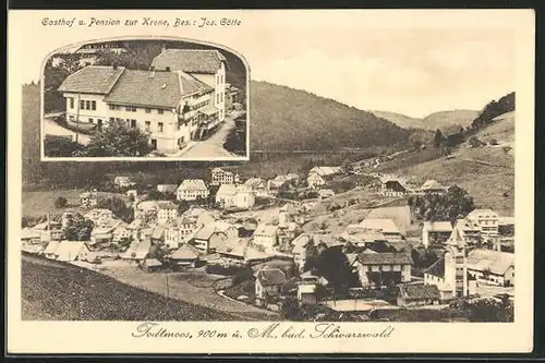 AK Todtmoos, Gasthof und Hotel zur Krone, Ortsansicht