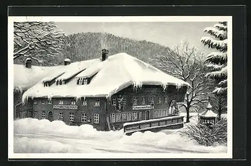 AK Todtmoos, Hotel und Pension Schwarzwaldhaus im Winter