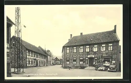 AK Langelsheim a. Harz, Harzstrasse am Gasthof Feldschlösschen