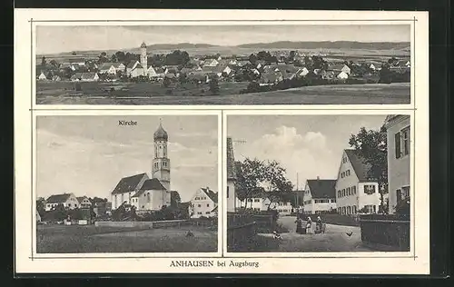 AK Anhausen, Blick zur Kirche, Strassenpartie im Ortskern