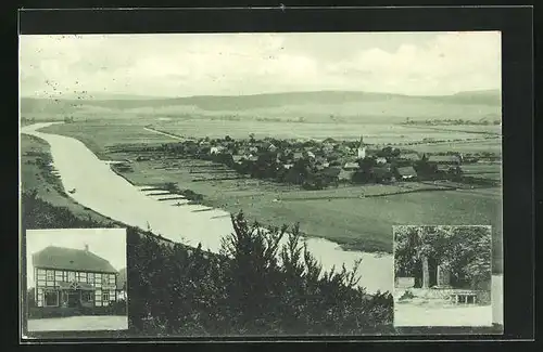 AK Hajen / Weser, Gasthaus zum Anker, Ortsansicht aus der Vogelschau